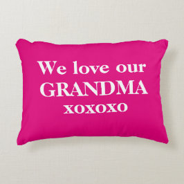 シンプルHot Pink & White 「We love our Grandar」 アクセントクッション
