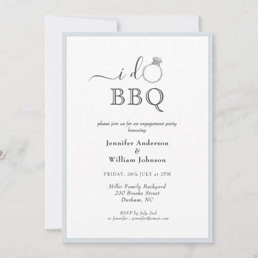 シンプルI DO BBQ リング 結婚指輪 婚約パーティー 案内状 (正面)