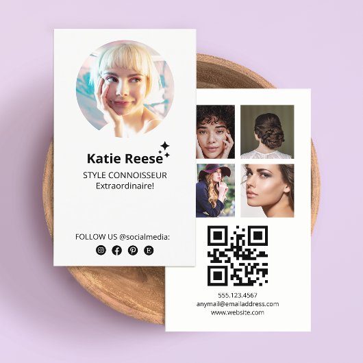 シンプルInstagram Me後を追写真グリッド、QRコード 名刺