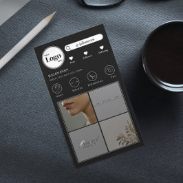 シンプルInstagram Photo Collage Black Business Card 名刺