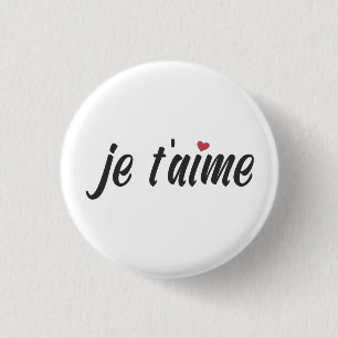 シンプルJe T'aime I Love You Valentine  ピンボタン 缶バッジ