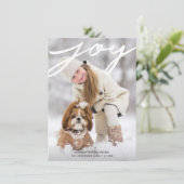 シンプルJoy手書きスクリプトクリスマスフォト シーズンカード (スタンド正面)