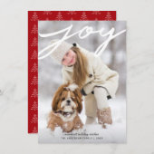 シンプルJoy手書きスクリプトクリスマスフォト シーズンカード (正面/裏面)