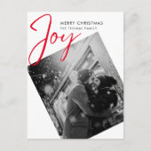 シンプルJoy Christmasミニマリスト赤い写真 シーズンポストカード (正面)
