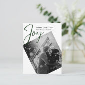 シンプルJoy Christmas Minimalistグリーンフォト シーズンポストカード (スタンド正面)