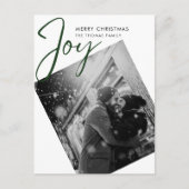 シンプルJoy Christmas Minimalistグリーンフォト シーズンポストカード (正面)