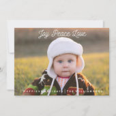 シンプルJoy Peace Love手で書いたホリデーフォト シーズンカード (正面)