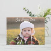 シンプルJoy Peace Love手で書いたホリデーフォト シーズンカード (スタンド正面)