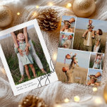 シンプルJoyful Script エレガント Photo Collage シーズンカード<br><div class="desc">このミニマコンテンポラリーリスト写真コラージュのクリスマスのグリーティングカードは、黒いエレガント喜ばしい書道のスクリプトのタイポグラフィと白い背景の上に一つの前面シンプル写真を備えている。カードの裏はクラシックカスタム写真コラージュ。追加の色とモダン調整メーリングスタイリッシュアクセサリーのための休日コレクションを購入。</div>