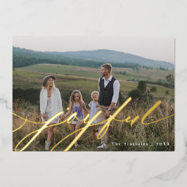 シンプルJoyful Script Overlay写真 箔シーズンカード