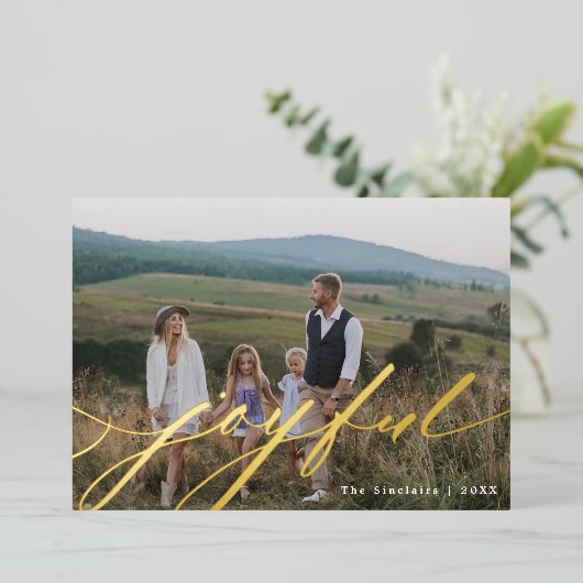 シンプルJoyful Script Overlay写真 箔シーズンカード (立ち正面)