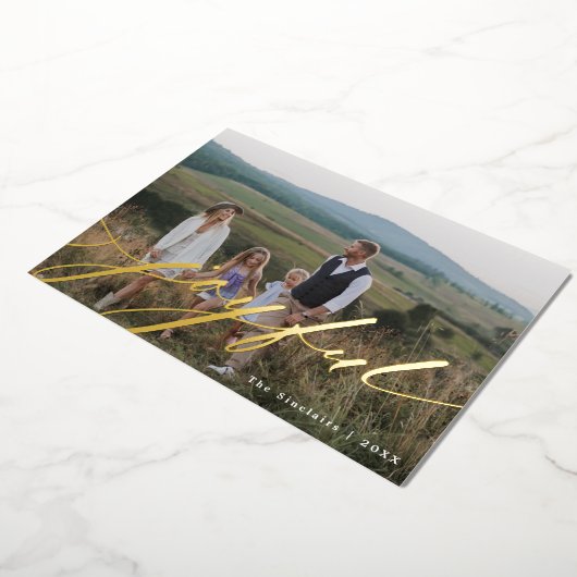 シンプルJoyful Script Overlay写真 箔シーズンカード (回転した状態)