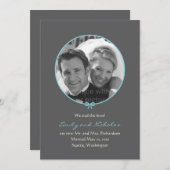 シンプルKnot Photoの結婚発表 – 青 案内状 (正面/裏面)