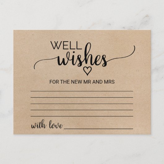 シンプルKraft書フェイク道の井戸の願いカード ポストカード (正面)