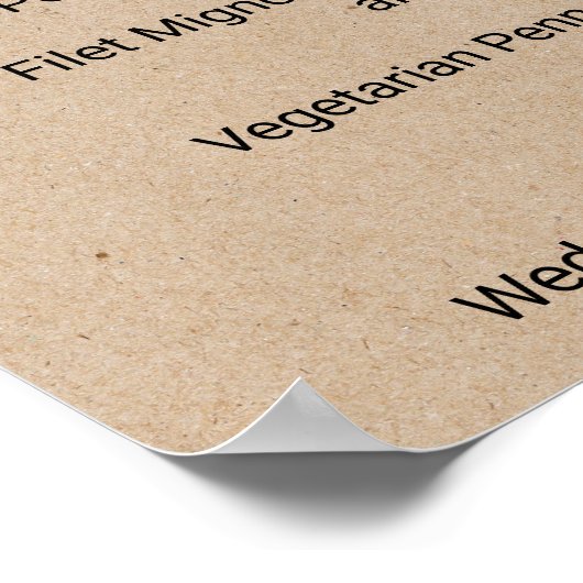 シンプルKraft書フェイク道ディナーメニューの看板 ポスター (角)