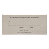 シンプルKraft署名スクリプトギフト証明書 ラックカード (裏面)