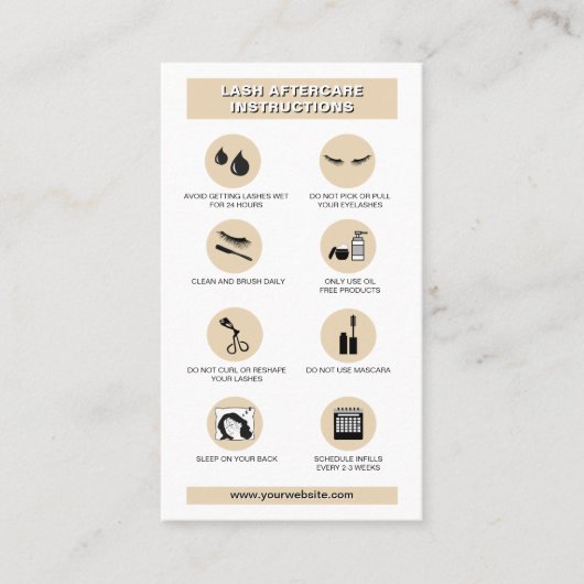 シンプルLash Beige気にの指示カスタムロゴ 名刺 (正面)