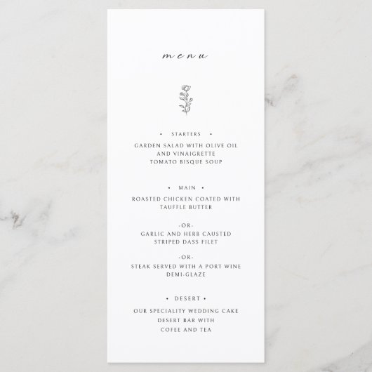 シンプルLeaf Black & Whiteのディナ結婚ーメニュー メニュー (正面)