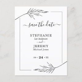 シンプルLine Art Black & White日付を保存 ポストカード