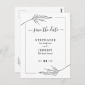 シンプルLine Art Black & White日付を保存 ポストカード (正面/裏面)