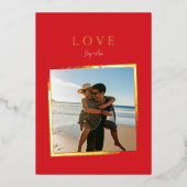 シンプルLOVE写真クリスマスフェージング金ゴールド枠 箔シーズンカード (正面)