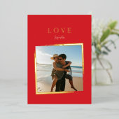 シンプルLOVE写真クリスマスフェージング金ゴールド枠 箔シーズンカード (立ち正面)