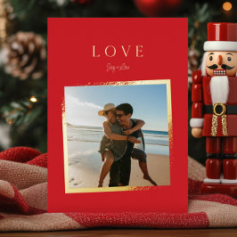 シンプルLOVE写真クリスマスフェージング金ゴールド枠 箔シーズンカード