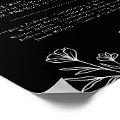 シンプルLoving Memory結婚のモダンサインが黒い ポスター (角)