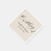 シンプルLuxuryスクリプトフォント結婚のクリーム スタンダードカクテルナプキン (角)