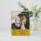シンプルMarigold Wedding Save the Date Photo ポストカード (スタンド正面)