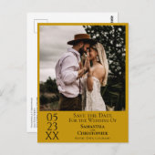 シンプルMarigold Wedding Save the Date Photo ポストカード (正面/裏面)
