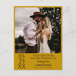 シンプルMarigold Wedding Save the Date Photo ポストカード