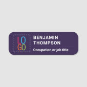 シンプルMinimalist Add Logo & Name Business Purple 名札 (正面)