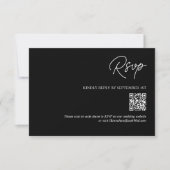 シンプルMinimalist BlackのQR結婚コードRSVP 出欠カード (正面)