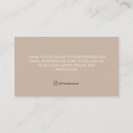 シンプルMocca Thank You for Purchase Card 名刺 (裏面)