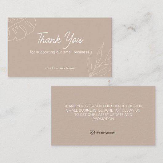 シンプルMocca Thank You for Purchase Card 名刺 (正面/裏面)