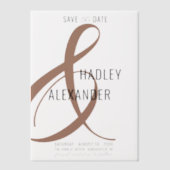 シンプルMOCHAモダン Overlay Wedding Save the Date ベラム紙招待状 (正面)