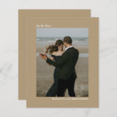 シンプルMocha Tan BUDGETの写結婚真招待状 (正面/裏面)