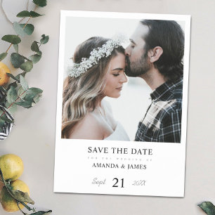 シンプルModernPhoto結婚式の日付を保存 マグネット招待状