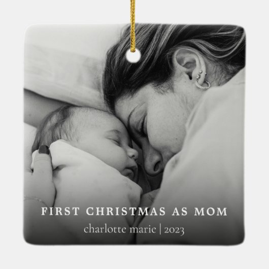 シンプルMomの写真初めてのクリスマス セラミックオーナメント (裏面)
