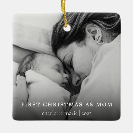 シンプルMomの写真初めてのクリスマス セラミックオーナメント (正面)