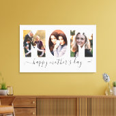 シンプルMOM 3 Photo Happy Mother's Day Script キャンバスプリント (インサイチュ (リビング))