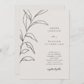 シンプルMoments Hand Drawn Stem結婚's 招待状 (正面/裏面)