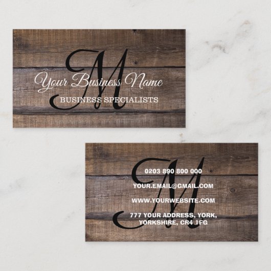 シンプルMonogramスクリプト 名刺 (正面/裏面)