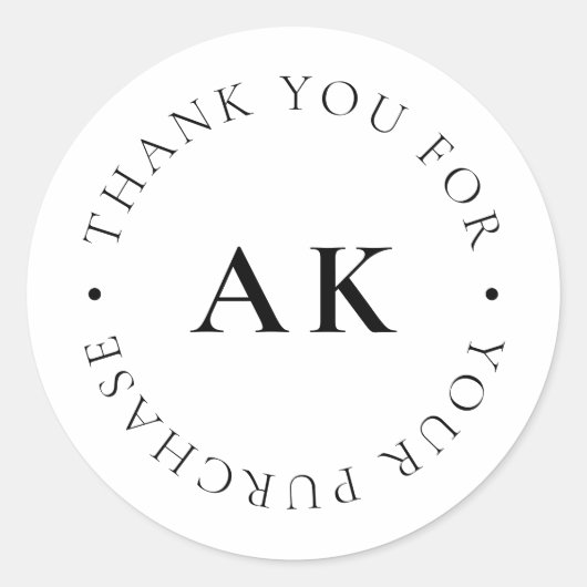 シンプルMonogram Business Packaging Thank You ラウンドシール (正面)