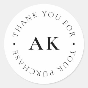 シンプルMonogram Business Packaging Thank You ラウンドシール