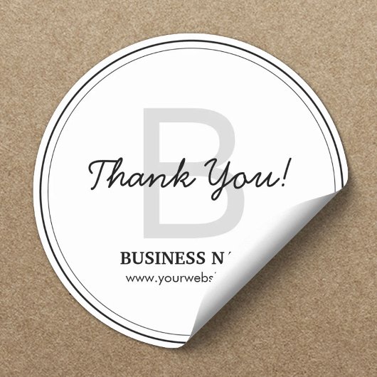 シンプルMonogram Business Thank You Stickers ラウンドシール