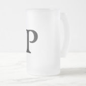 シンプルMONOGRAM GROOMSMENミニマルの名前を追加 フロストグラスビールジョッキ (正面右)