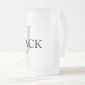 シンプルMONOGRAM GROOMSMENミニマルの名前を追加 フロストグラスビールジョッキ (正面右)