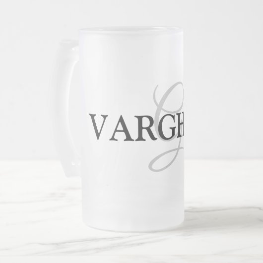 シンプルMONOGRAM GROOMSMENミニマルの名前を追加 フロストグラスビールジョッキ (正面左)